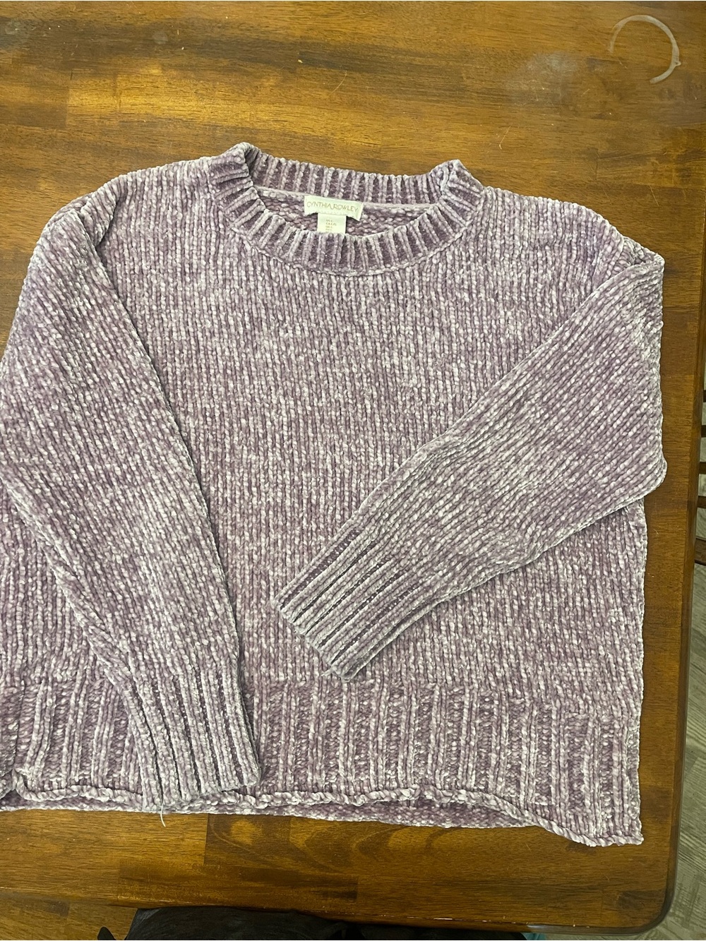 Cynthia Rowley Plush Lavender Chenille Crew Sweater - Picture 3 of 3